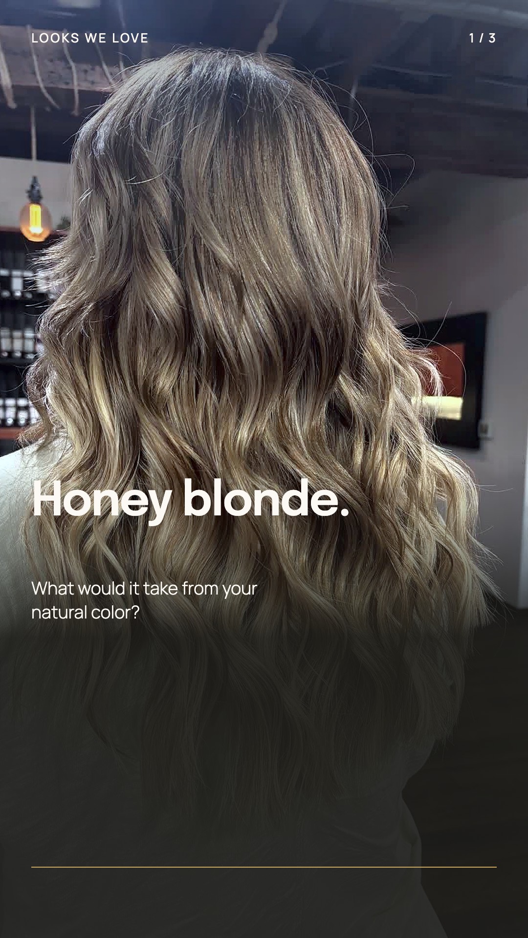 Full back view of honey blonde waves at Julia Grace.